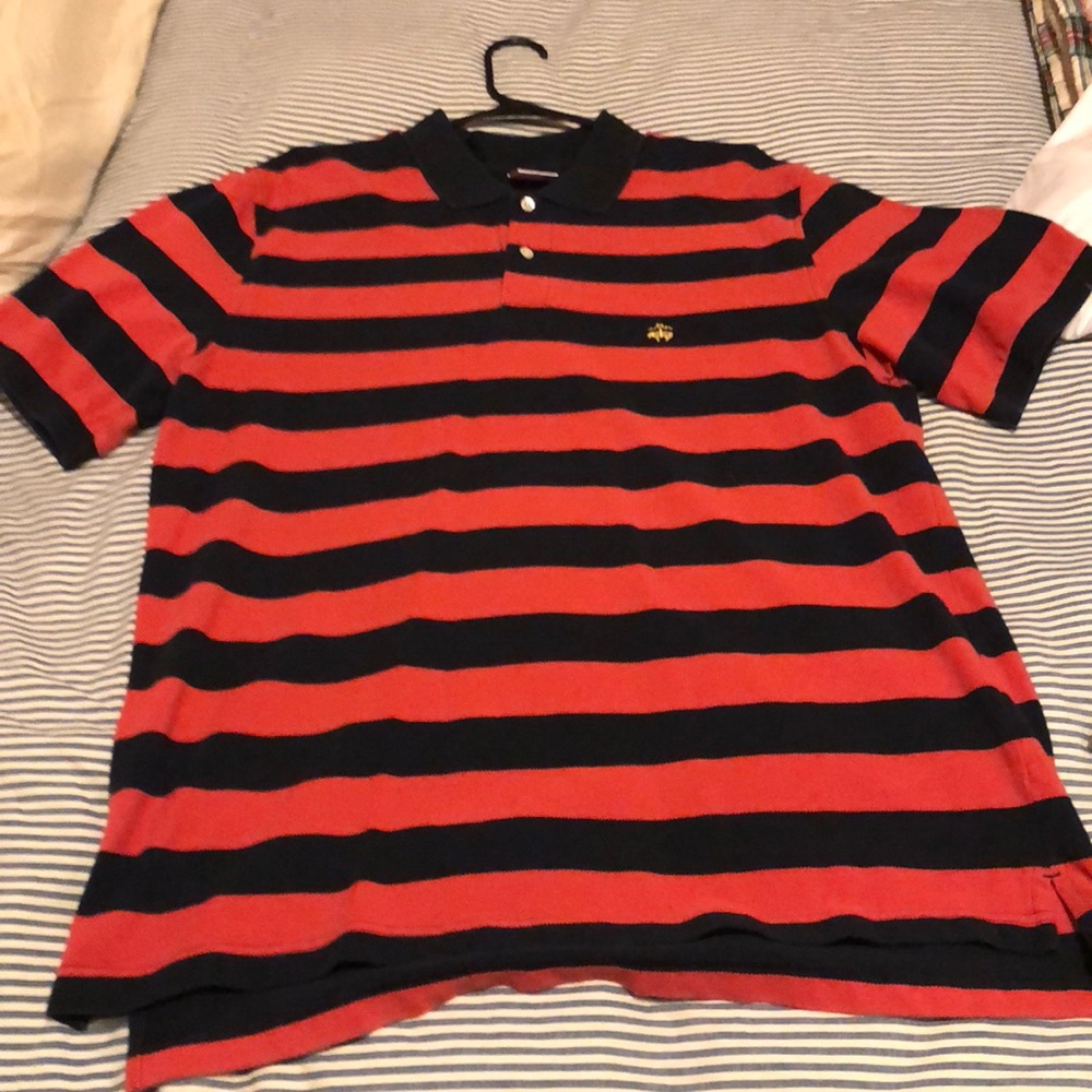 Brooks Brothers Mens large coral and navy polo